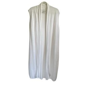 Rachel Zoe Linen Blend Sleeveless Duster Cardigan Sz 1X Vest Cover Up White